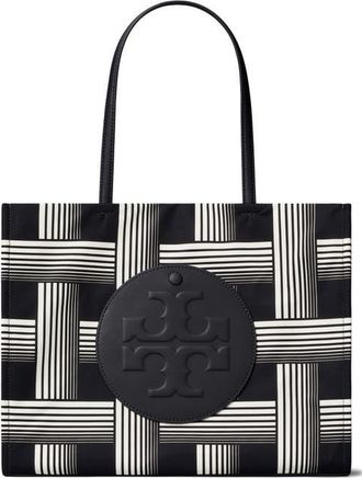 Tory Burch Small Ella Printed Tote in Block Print Black at Nordstrom
