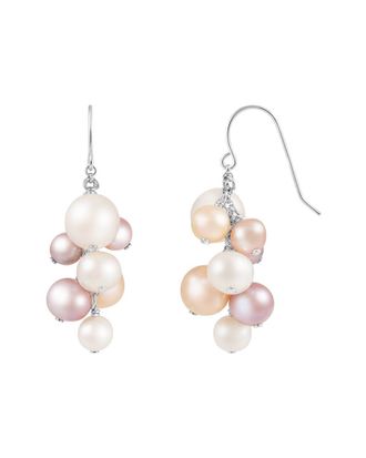 Splendid Pearls Rhodium Over Silver 6-10Mm Pearl Earrings