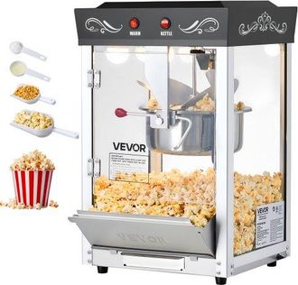OEM M&aacute;quina De Palomitas Con Hervidor De Acero Inoxidable, 800 W, 48 Tazas, Estilo Cine, Con 2 Botones De Control, Pared De Cristal, Puerta De Policarbona