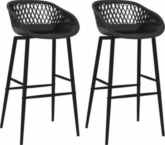 vidaXL Bar Chairs 2 pcs Black Vidaxl
