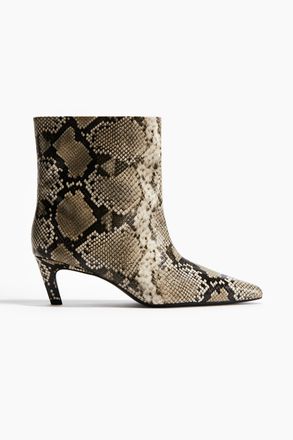 H&M Hohe Stiefeletten - Beige/Schlangenmuster