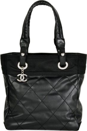 Chanel Black Coated Canvas Tote Bag (Pre-Owned)