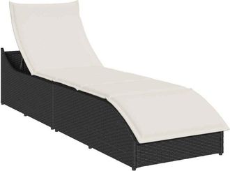 vidaXL Vidaxl - Tumbona Plegable Con Coj&iacute;n Y Espacio Rat&aacute;n Sint&eacute;tico Negro