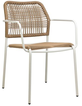 Global Interiors Design Gartenstuhl Twist mit Armlehnen - Weiss/Natural