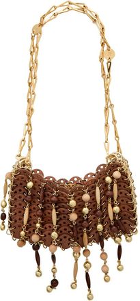 Paco Rabanne 1969 Nano Disc Wooden Shoulder bag - Brown Camel - One Size