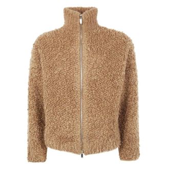 Max Mara Faux Fur & Shearling Jackets, female, Brown, S, Stylish Cardigan for Everyday Wear