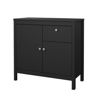 ebuy24 Aparador madrid 2 puertas 1 caj&oacute;n negro mate