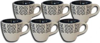 Trade Shop Trade Shop - Set Tazzine 80ml Bianco Azulej Blu Vietrese Ceramica Con Manico Tazza Caffe Bar