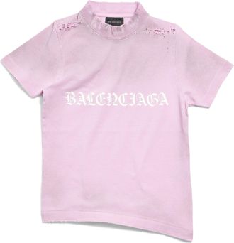 Balenciaga (WMNS) Balenciaga Gothic Type Shrunk T-Shirt Light Pink 788246TQVJ55708
