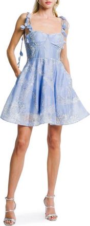 Ciebon Kaelin Floral Print Voile Minidress in Blue Multi at Nordstrom, Size X-Large