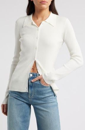 French Connection Nadina Rib Button-Up Shirt in 10-Summer White at Nordstrom Rack, Size X-Small