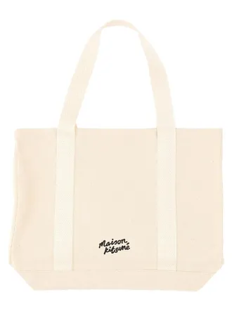 Maison Kitsun&eacute; Womens Fox Head Print Bag Powder Cotton Shoulder