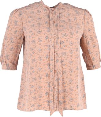 Celine Celine blouse van bedrukte cr&ecirc;pe met strik in perzikkleurige zijde