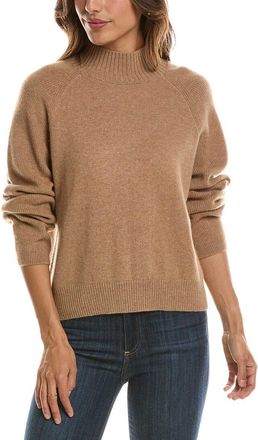 Fort&eacute; Cashmere Mix Stitch Raglan Mock Neck 100% Cashmere Sweater