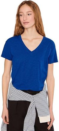 Mod-o-doc Short Sleeve V-Neck Boxy T-Shirts Womens Clothing Sapphire : LG (US 12-14), Cotton