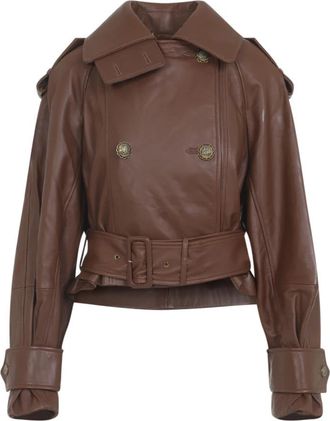 Zimmermann Bruine Leren Jas Aw 25 - Dames - Leren en Su&egrave;de Jassen - Bruin - M - Jassen