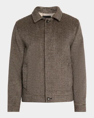 Vince Men & apos;s Houndstooth Button-Front Bomber Jacket