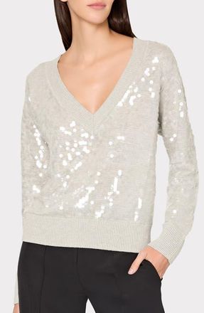 Milly Ilaria Sequin Sweater in Light Heather at Nordstrom, Size Small P