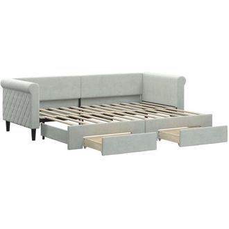 vidaXL Sof&aacute; Cama Nido Con Cajones Terciopelo Gris Claro 80x200 Cm Vidaxl
