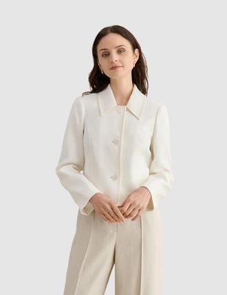 Hobbs London Adeen Linen Jacket in Ivory at Nordstrom, Size 10