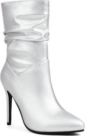 Generic Ladies Dress Ankle Boots with Stiletto Heel & Pointed Toe - Slip On Design, Suitable for Wedding, Party and Professional Settings,Silver,6.5 UK