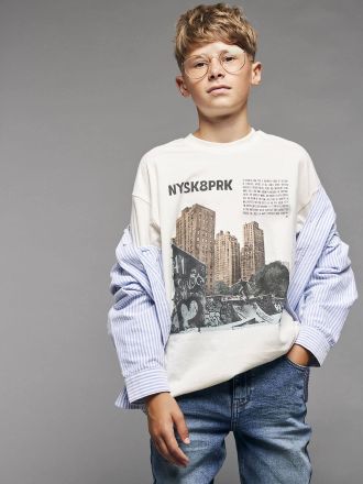 Jonen Jungen Oversized-Shirt JONEN mit Fotoprint und Recycling-Baumwolle wollwei&szlig;