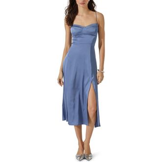 ASTR the Label Bustier Satin Dress in Slate Blue at Nordstrom Rack, Size X-Large