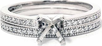 Pompeii3 1/4t Diamond Engagement Wedding Ring Semi Mount Set 14K White Gold Size Selectable