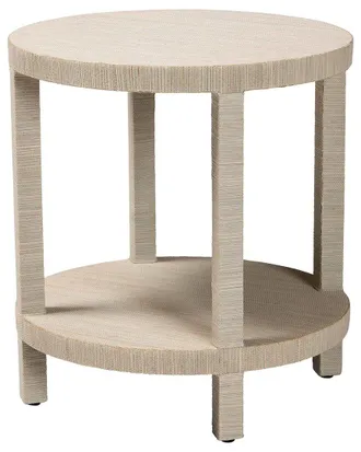 Baxton Studio Rocco Bohemian Woven Grasscloth End Table