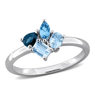 Mimi & Max Multi-Gem Cluster Ring Sterling Silver