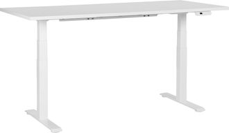 Beliani Beliani - Escritorio De Altura Regulable El&eacute;ctrico Oficina Moderna Patas Cuadradas 180 X 80 Cm Tablero Blanco Soporte De Acero Blanco Destines