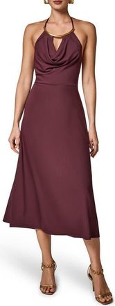 DKNY Halter Midi Dress in Prune at Nordstrom, Size 10