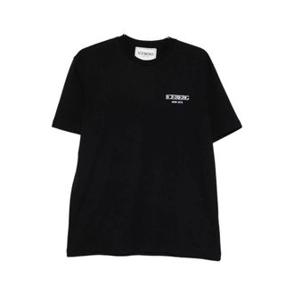 Iceberg T-Shirts, male, Black, Size: 2XL Crew Neck T-Shirt