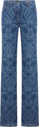Etro Flared Jeans met Pegaso Knopen - Dames - Regular Fit Jeans - Blauw - W28 - Katoen - Jeans