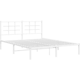 vidaXL Estructura Cama Sin Colch&oacute;n Con Cabecero Metal Blanco 160x200cm Vidaxl