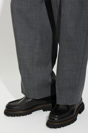 Ferragamo Stanley Leather Shoes, Mens, Black