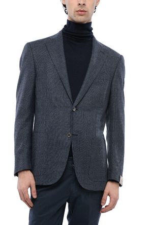 Corneliani Blazer in Misto Seta con Motivo Micro Pied de Poule Corneliani