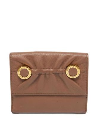 Bulgari engraved rings leather wallet - women - Leather - One Size - Brown
