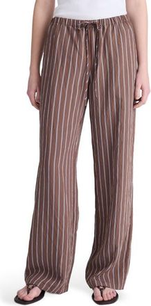Madewell Stripe Pull-On Pants in Brown Peri Twin Stripe at Nordstrom, Size Xx-Small