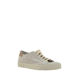 Brunello Cucinelli Mens Cream White Leather Sneakers Accessory