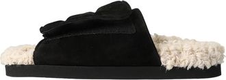 Gia Borghini Su&egrave;de Shearling Lage Sandalen - Dames - Sandalen - Zwart - 38 EU - Su&egrave;de - Schoenen