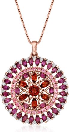 Ross-Simons Multi-Gemstone Cluster Pendant Necklace in 18kt Rose Gold Over Sterling