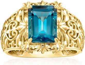 Ross-Simons London Blue Topaz Scrollwork Ring in 18kt Gold Over Sterling