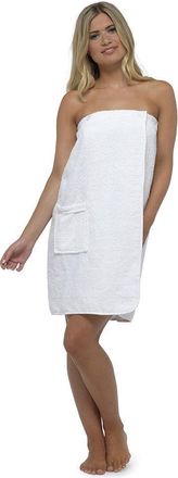 Tom Franks Womens 100% Cotton Shower Wrap Bath Towel - White - Small/Medium