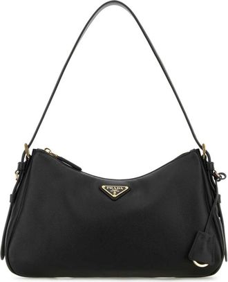 Prada Black Leather Medium Aimee Shoulder Bag