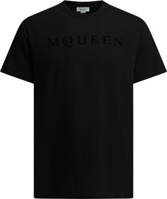 Alexander McQueen Flocked Logo T-shirt - Heren - T-shirts - Zwart - S - Katoen - Tops