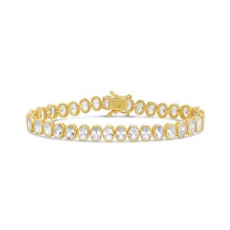 SHYMI Bezel-Set Oval Tennis Statement Bracelet -.925 Sterling Silver, 14K Gold-Plated, Rhodium Plated, Cubic Zirconia, Size 7, Day to Night