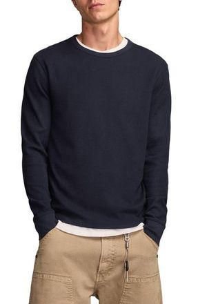 Lucky Brand Duofold Textured Long Sleeve Cotton T-Shirt in Navy at Nordstrom, Size Xx-Large