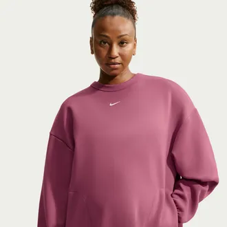 Nike Womens (M) Studio Fleece Sport Dri-FIT Oversized Crew-Neck Sweatshirt (Maternity) in Red | IQ0403-654