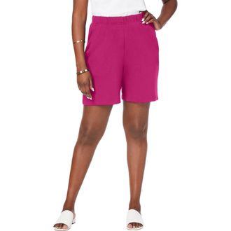 Jessica London Soft Ease Knit Shorts in Raspberry at Nordstrom, Size Medium